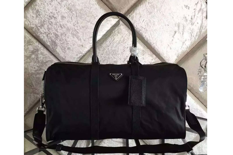 Prada Handbags Canvas Travel Tote Bags V19S Black