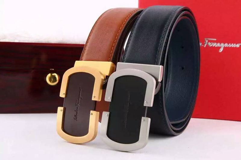 Mens Ferragamo Belts Black/Brown With Silver/Gold Buckle
