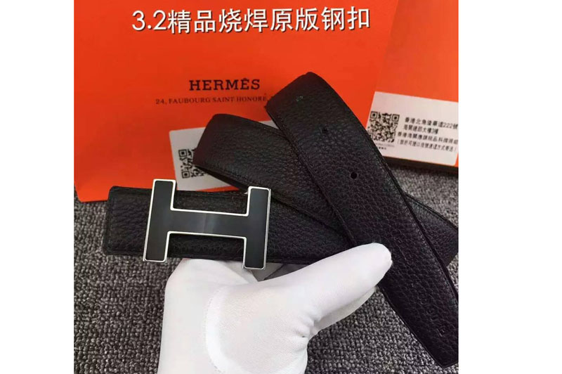 Mens Hermes Belts 32cm Black With Black H Buckle