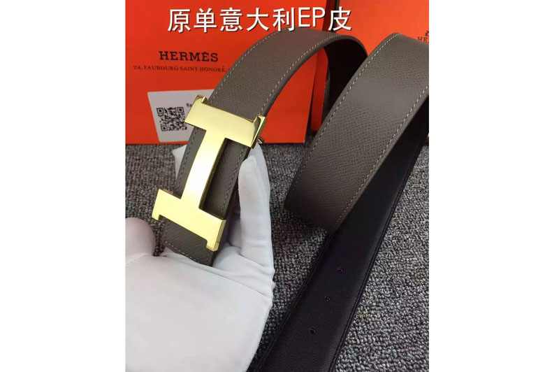 AAA+ Mens Hermes Belts 38cm Grey With Gold H Buckle