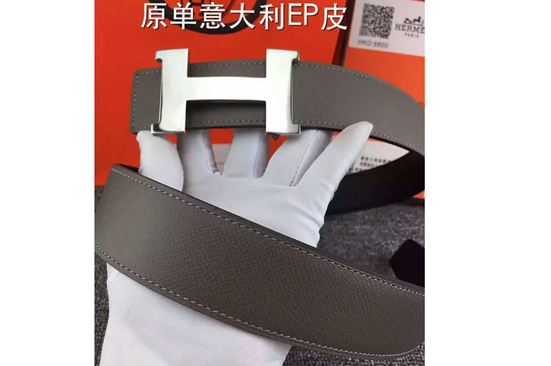 AAA+ Mens Hermes Belts 38cm Grey With Silver H Buckle