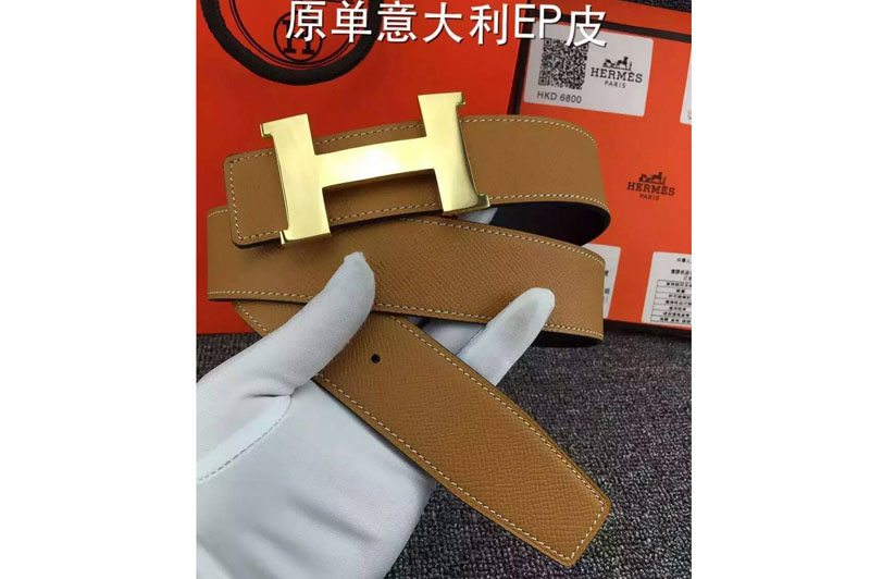 AAA+ Mens Hermes Belts 38cm Tan With Gold H Buckle
