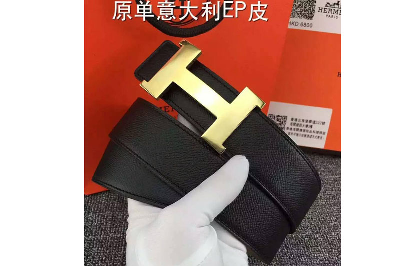 AAA+ Mens Hermes Belts 38cm Black With Gold H Buckle