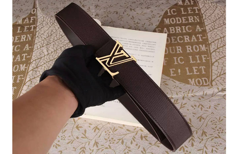 Mens Louis Vuitton Brown Belts With Gold Buckle