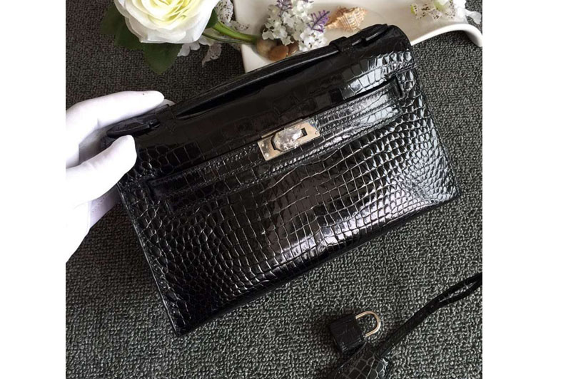 Hermes Mini Kelly Ladies Real Crocodile Leather Cluths Briefcase