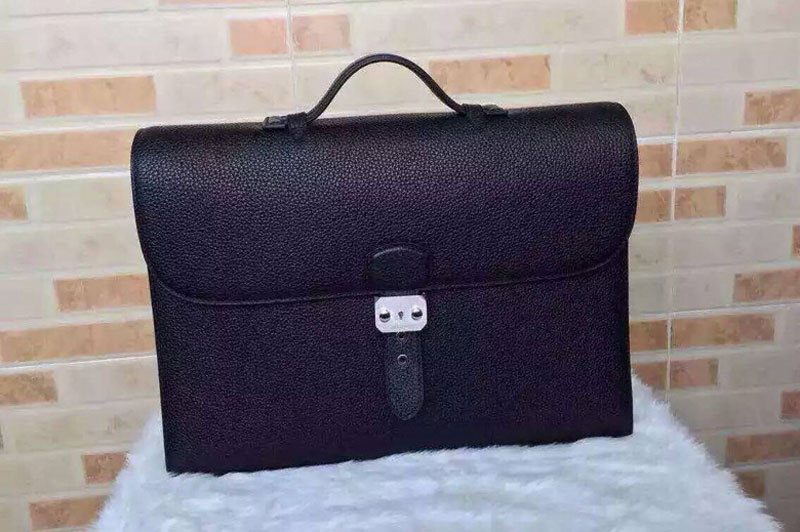 Hermes Briefcases 38cm Original Togo Leather Bags Black