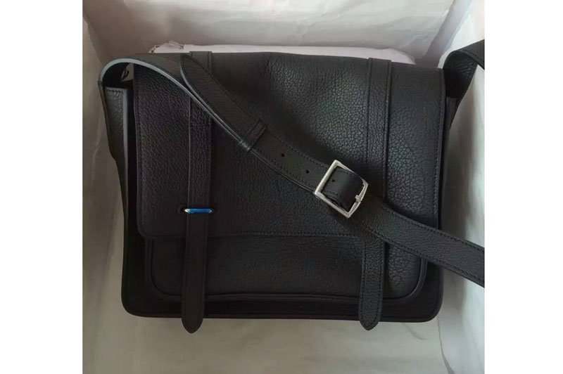 Hermes Steve 34cm Original Togo Leather Shoulder Bags Black