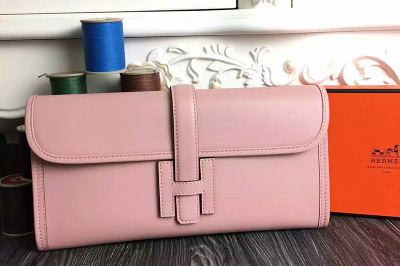 Hermes Jige 29cm Original Swift Togo Leather Clutch Bags Pink