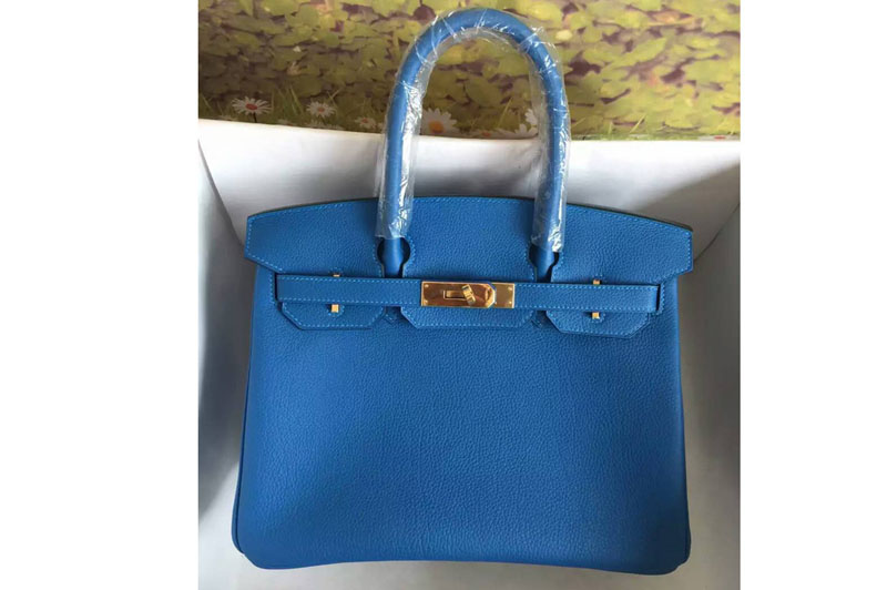 Hermes Birkin 30cm Original Togo Leather Bags Lake Blue