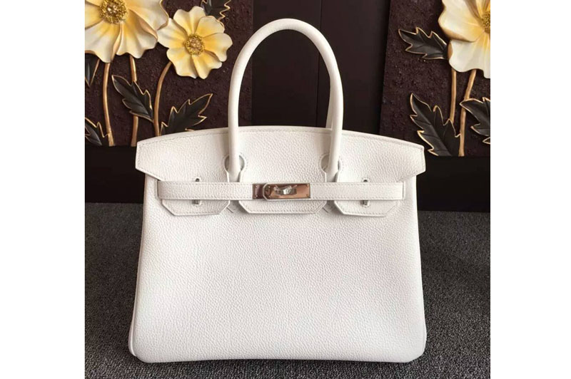 Hermes Birkin 30cm Original Togo Leather Bags White