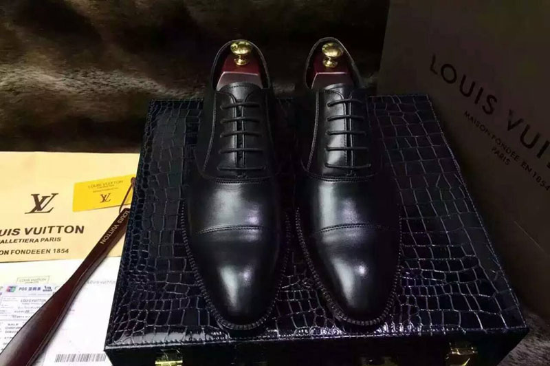 Mens Louis Vuitton Top Quality Leather Shoes With Boxes Black
