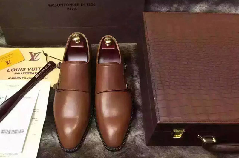 Mens Louis Vuitton Top Quality Leather Shoes With Boxes Tan