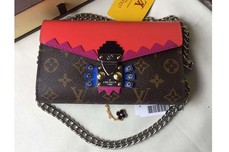 Louis Vuitton Monogram Canvas Chain Wallet Totem M61488 Flamingo
