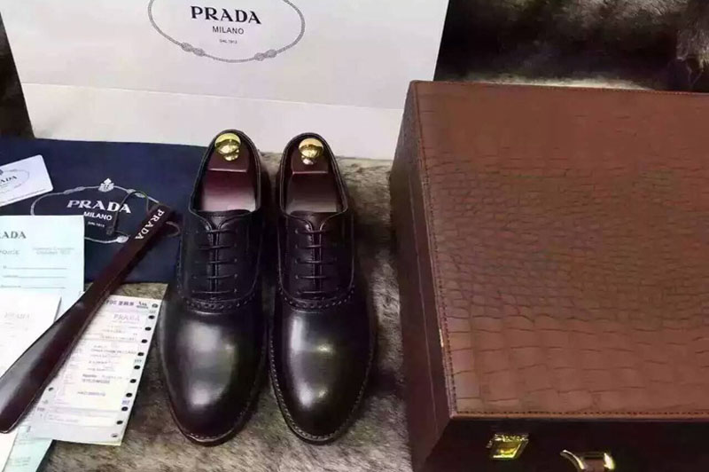 Mens Prada Real Leather Loafer And Shoes With Boxes Black
