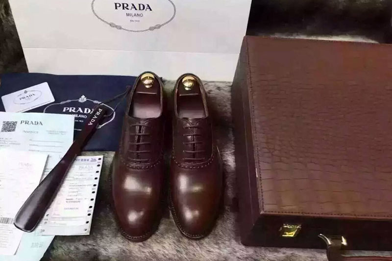 Mens Prada Real Leather Loafer And Shoes With Boxes Brown