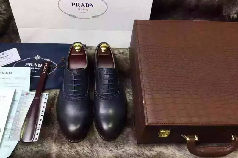 Mens Prada Real Leather Loafer And Shoes With Boxes Blue