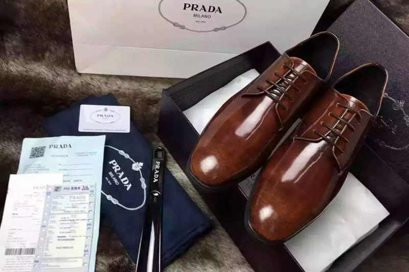 Mens Prada Real Leather Loafer And Shoes Brown