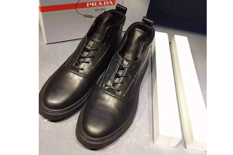 Mens Prada Leather Sneaker And Shoes Black