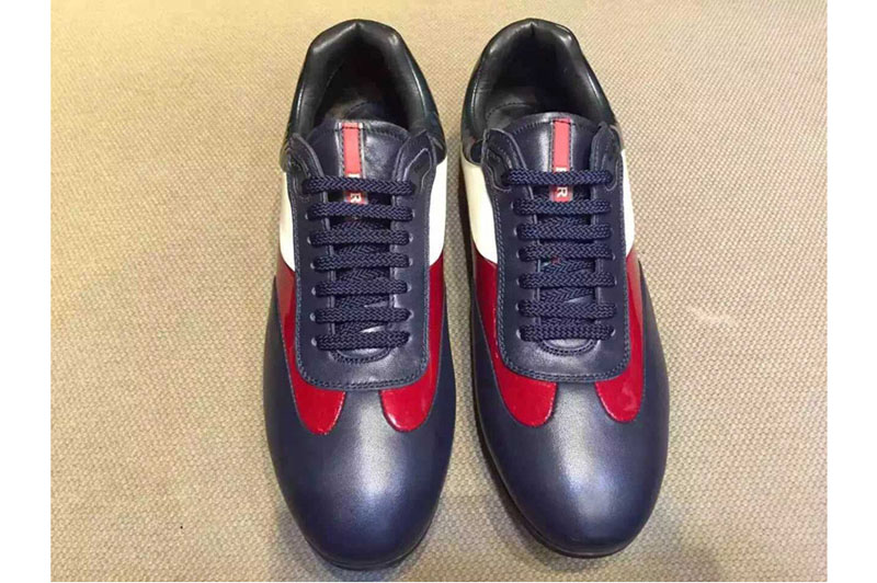 Mens Prada Leather Sneaker And Shoes Blue