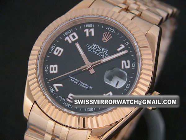 Mens Rolex Datejust II 41mm 118238 Rose Gold Black Arabic Swiss-25J Replica Watches