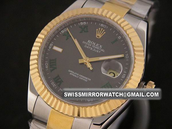 Mens Rolex Datejust II Ref 116233 Day-Date 2 TT Grey/Green Surf Replica Watches