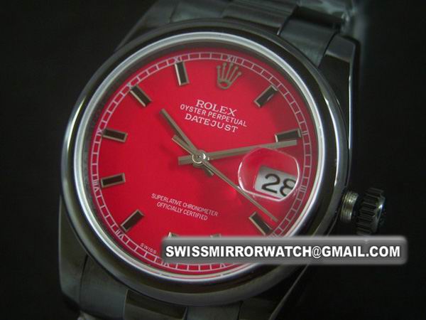 Mens Rolex Oyster Datejust Full PVD Asia 2836 Red/Blk Dial Replica Watches