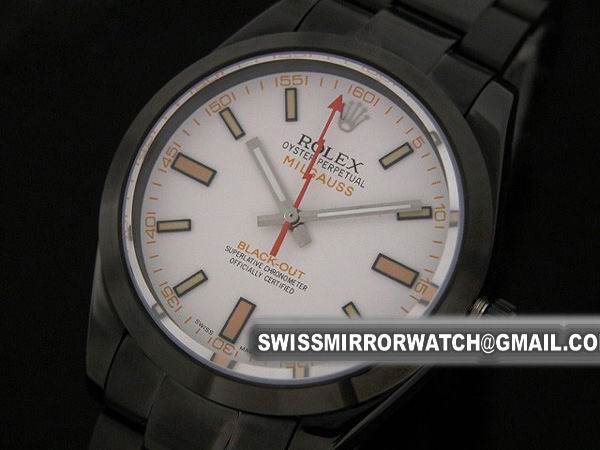 Rolex 2009 Milgauss Oyster Black Out White Swiss Watches