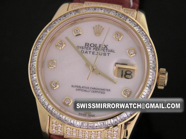 Mens 2009 Rolex Dayjust RG Quadrel Bez 116138 Swiss 2836 Replica Watches