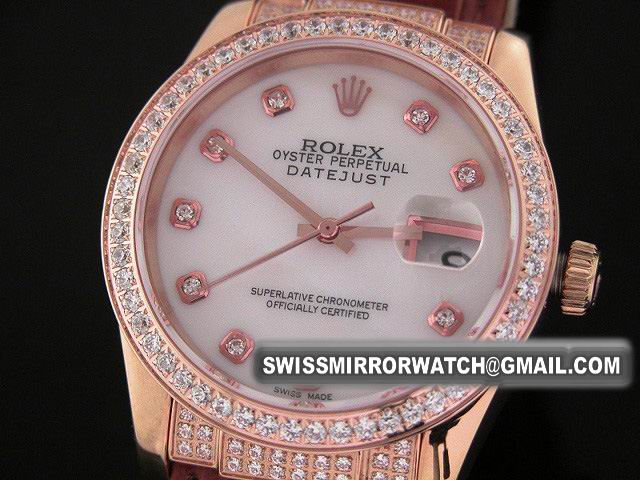 Mens DateJust 116138 Rolex Rose Gold Diamond Lug Swiss ETA 2836 Replica Watches