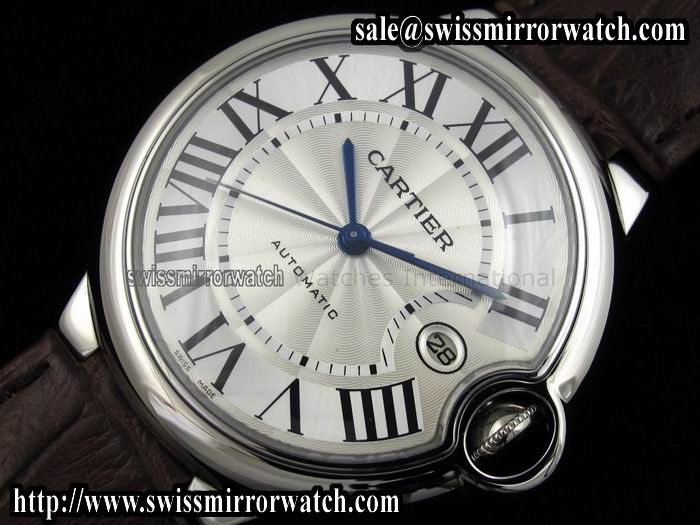 Cartier Ballon Bleu SS on Brown Leather Strap ETA2824 Watches