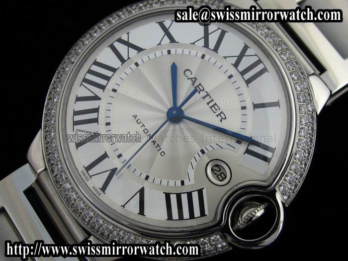 Cartier Ballon Bleu SS Diamond Bezel on Bracelet ETA2892 Watches