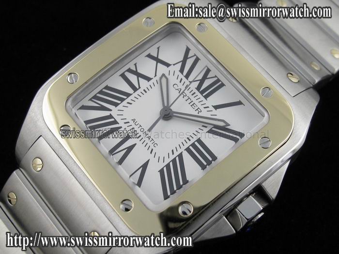 Cartier Santos-100 TT on Steel Bracelet 2009 ETA2824 Watches