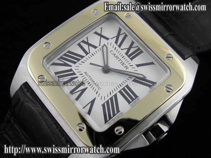 Cartier Santos-100 TT on Leather Strap 2009 ETA2824 Watches