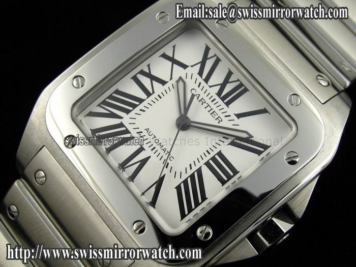 Cartier Santos-100 SS on Steel Bracelet 2009 ETA2824 Watches