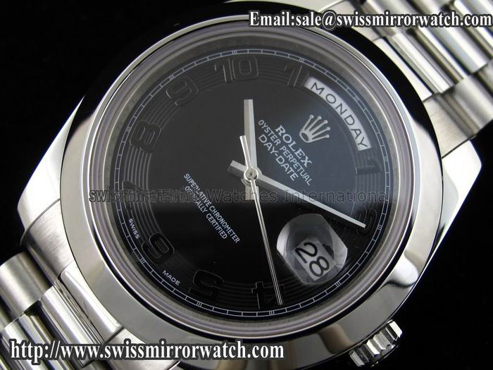 Rolex Day-Date II SS Black Numeral Concentric Dial A3156 Best Ed