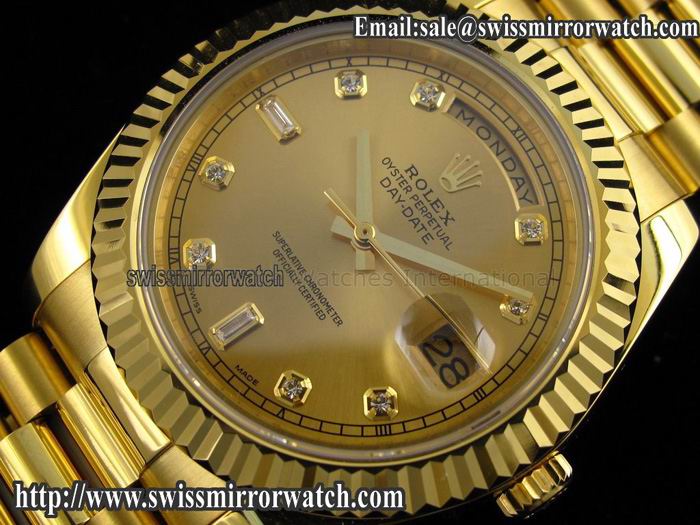 Rolex Day-Date II Yellow Gold Gold Diamond Dial A3156 Best Editi