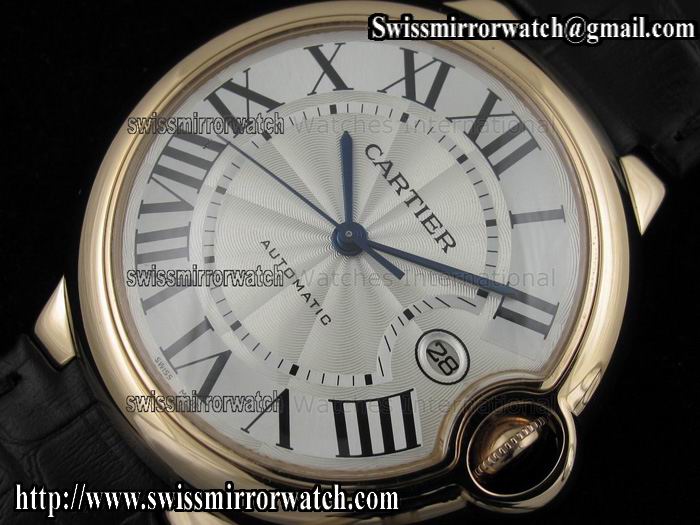 Cartier Ballon Bleu FG on Black Leather Strap ETA2824 Watches