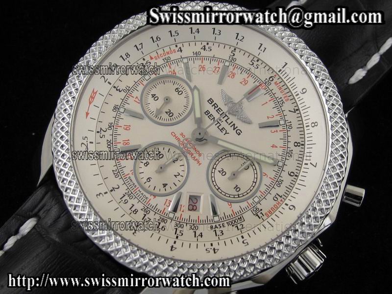 Breitling Bentley Motors 2009 SS White Dial on Black Leather Str