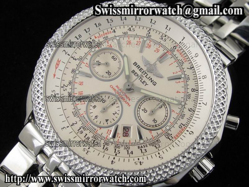 Breitling Bentley Motors 2009 SS White Dial on Bracelet Watches