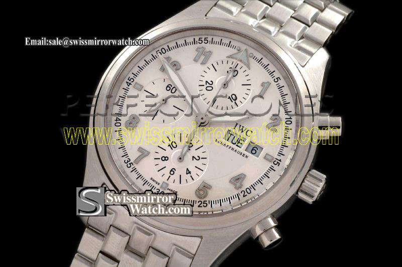 IWC Spitfire Chrono 3717-2 SS/SS Wht Swiss 7750 28800bph Replica Watches