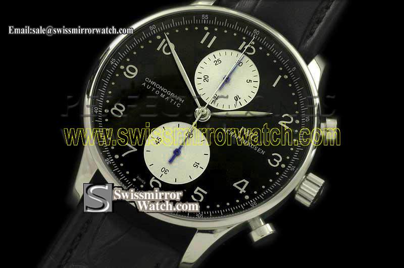 IWC Portuguese Chrono SS/LE Blk/Wht Swiss 7750 Replica Watches