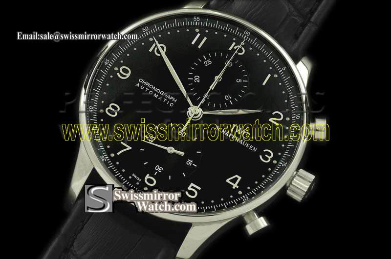 IWC Portuguese Chrono SS/LE Black Swiss 7750 Replica Watches