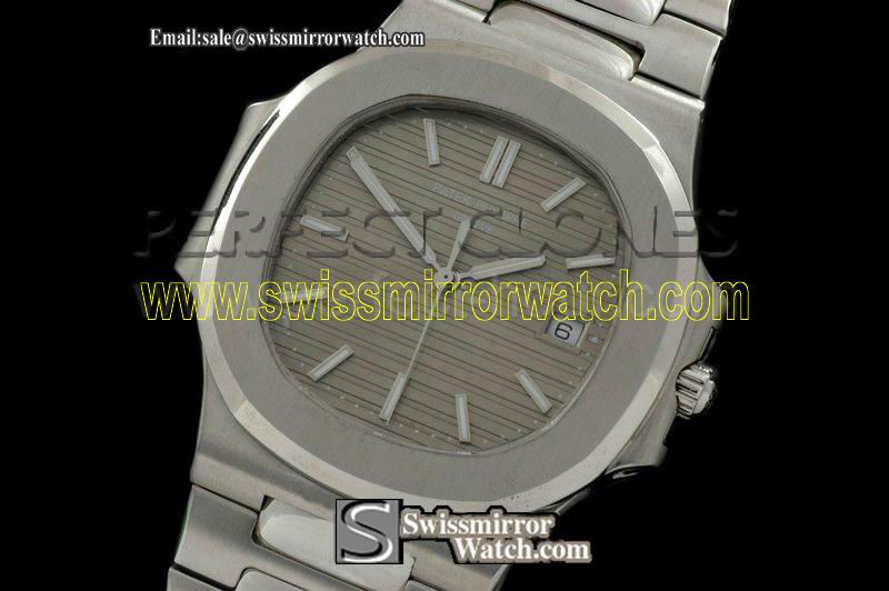 Patek philippe Nautilus Jumbo SS/SS Grey/Sticks Asian 4813 28800bhp Replica Watches