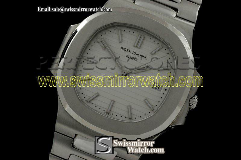 Patek philippe Nautilus Jumbo SS/SS White/Sticks Asian 4813 28800bhp Replica Watches