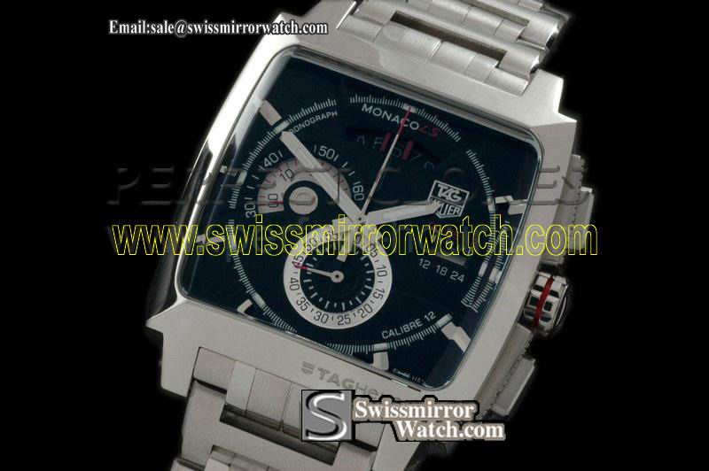 Tag Heuer Monaco LS SS/SS Black Jap Quartz Chrono Replica Watches