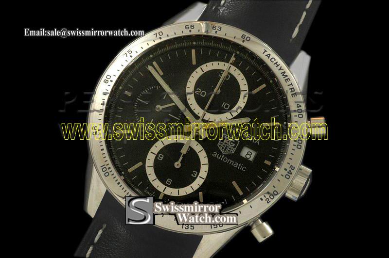 Tag Heuer Carrera Automatic Chronograph SS/LE Black Swiss 7750 Replica Watches