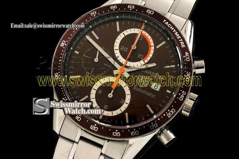 Tag Heuer Carrera Automatic Chronograph SS Brown Swiss 7750 Replica Watches