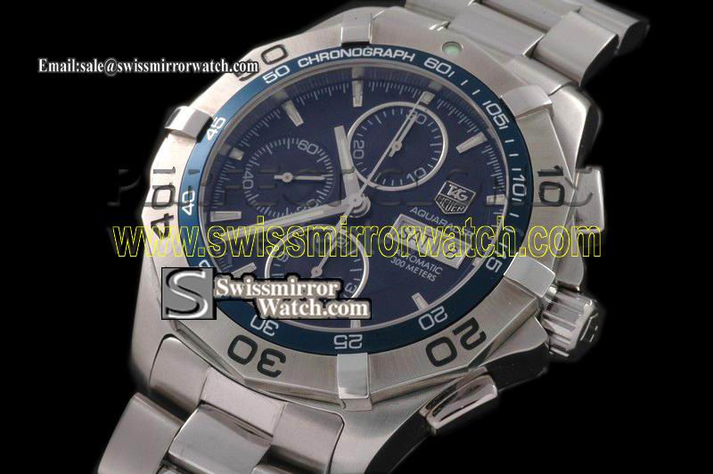 Tag Heuer Aquaracer Chrono DayDate SS Blue Swiss 7750 28800bph Replica Watches