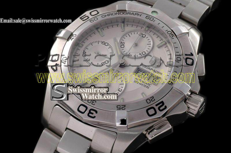Tag Heuer Aquaracer Chrono DayDate SS White Swiss 7750 28800bph Replica Watches