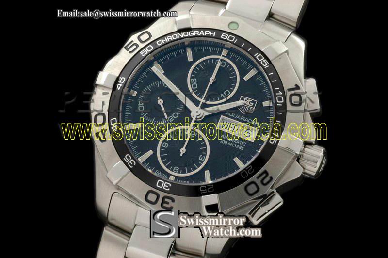 Tag Heuer Aquaracer Chrono DayDate SS Black Swiss 7750 28800bph Replica Watches